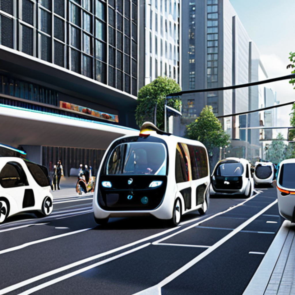 **

A futuristic cityscape showcasing a blend of autonomous electric vehicles, shared scooters, and advanced public transportation systems. Visualize a data-driven traffic management system with real-time information displays, highlighting reduced congestion and improved traffic flow. The overall ambiance should be eco-friendly and technologically advanced, reflecting sustainable urban mobility solutions.

**