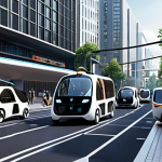**

A futuristic cityscape showcasing a blend of autonomous electric vehicles, shared scooters, and advanced public transportation systems. Visualize a data-driven traffic management system with real-time information displays, highlighting reduced congestion and improved traffic flow. The overall ambiance should be eco-friendly and technologically advanced, reflecting sustainable urban mobility solutions.

**